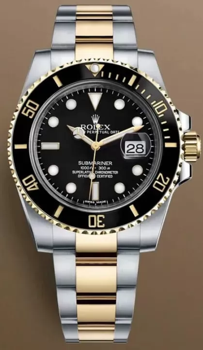 ساعة rolex باللون الذهبي والأسود. 2