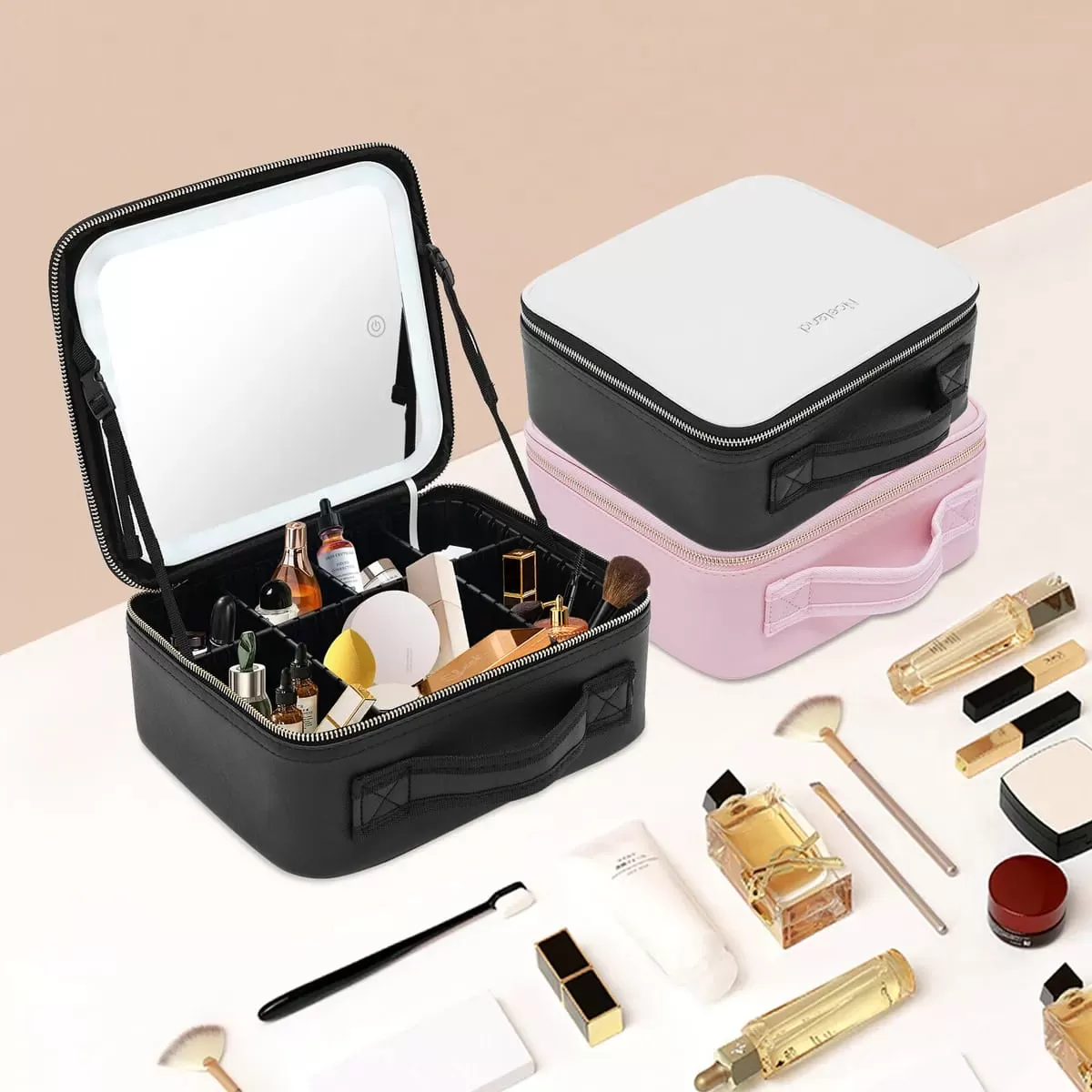 حقيبة مكياج LED مضاءة مع مرآة