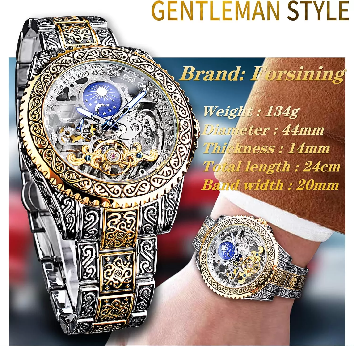 ساعة فورسينغ كلاسيكي ذهبي 2