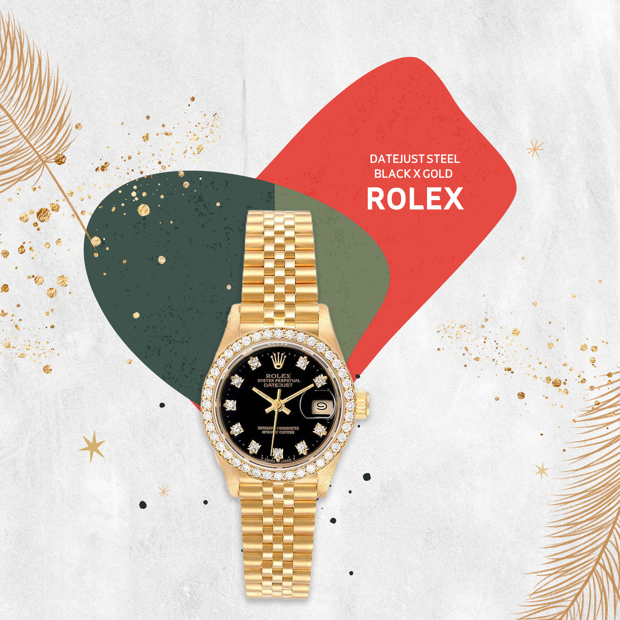 Rolex datejust جولد و بلاك ستيل (31mm)...