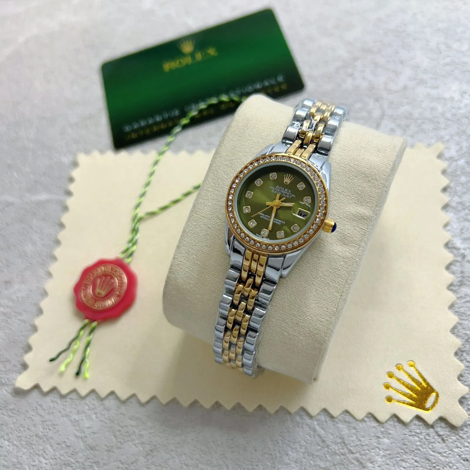 ساعة رولكس نسائي مينا أخضر ملكي (31mm) (W)...