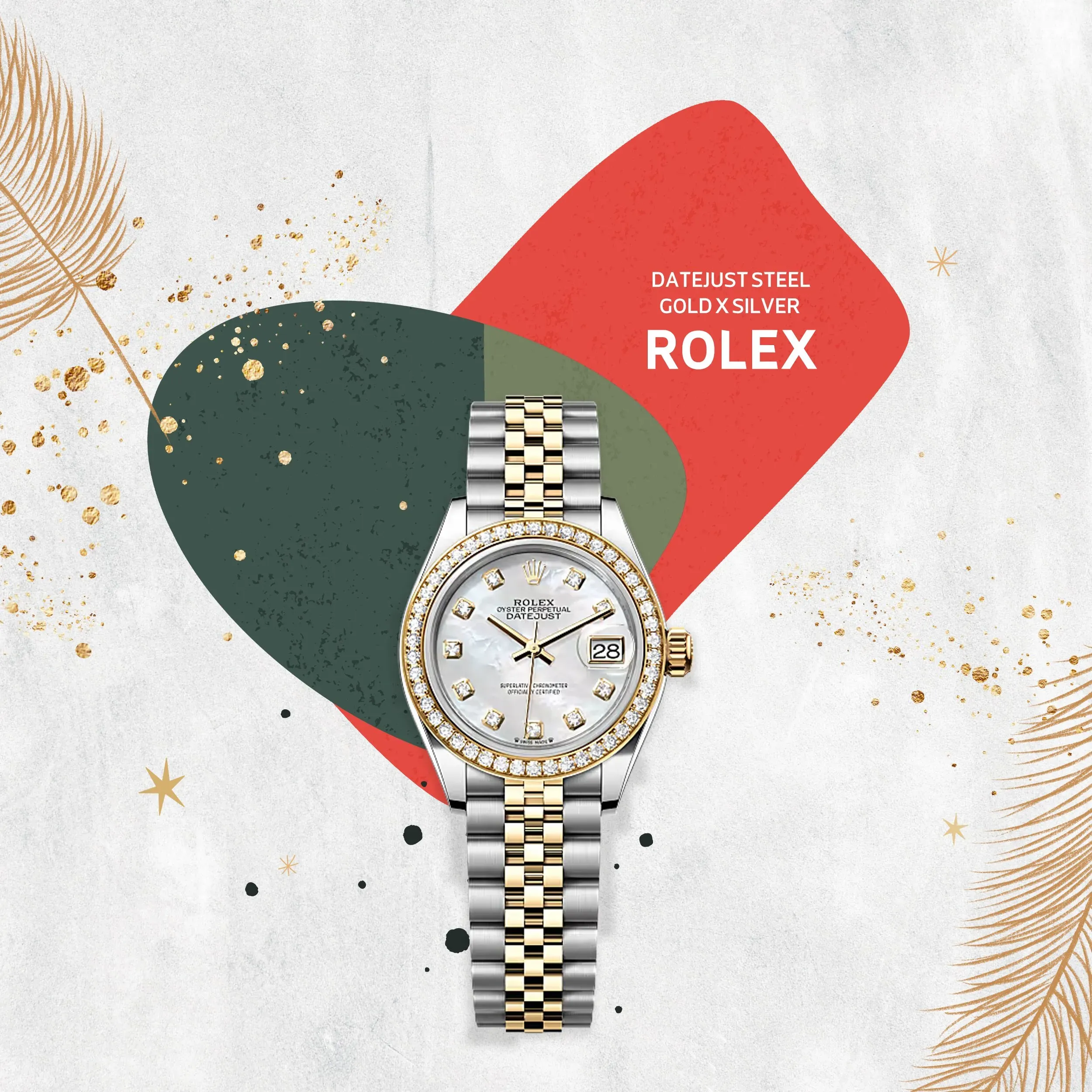 ستيل Rolex جولد و سيلفر (31mm)+ البوكس الأصلي...