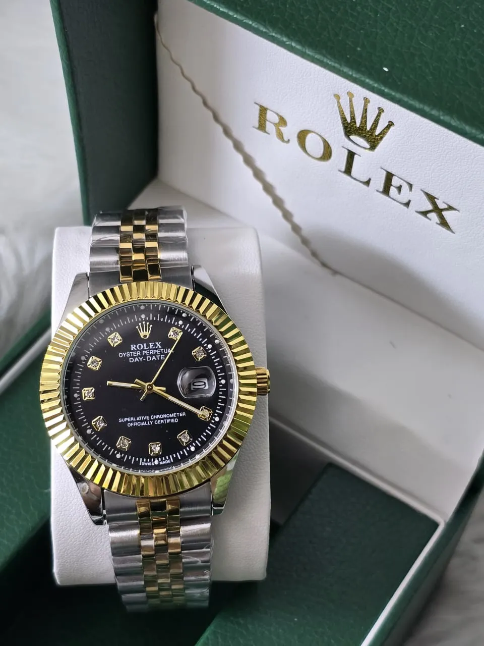 ساعة رولكس اويستر جولد*سيلفر مينا اسود...