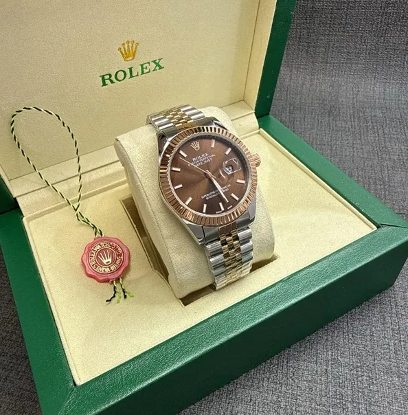 Rolex Datejust Brown silver + البوكس الأصلي...
