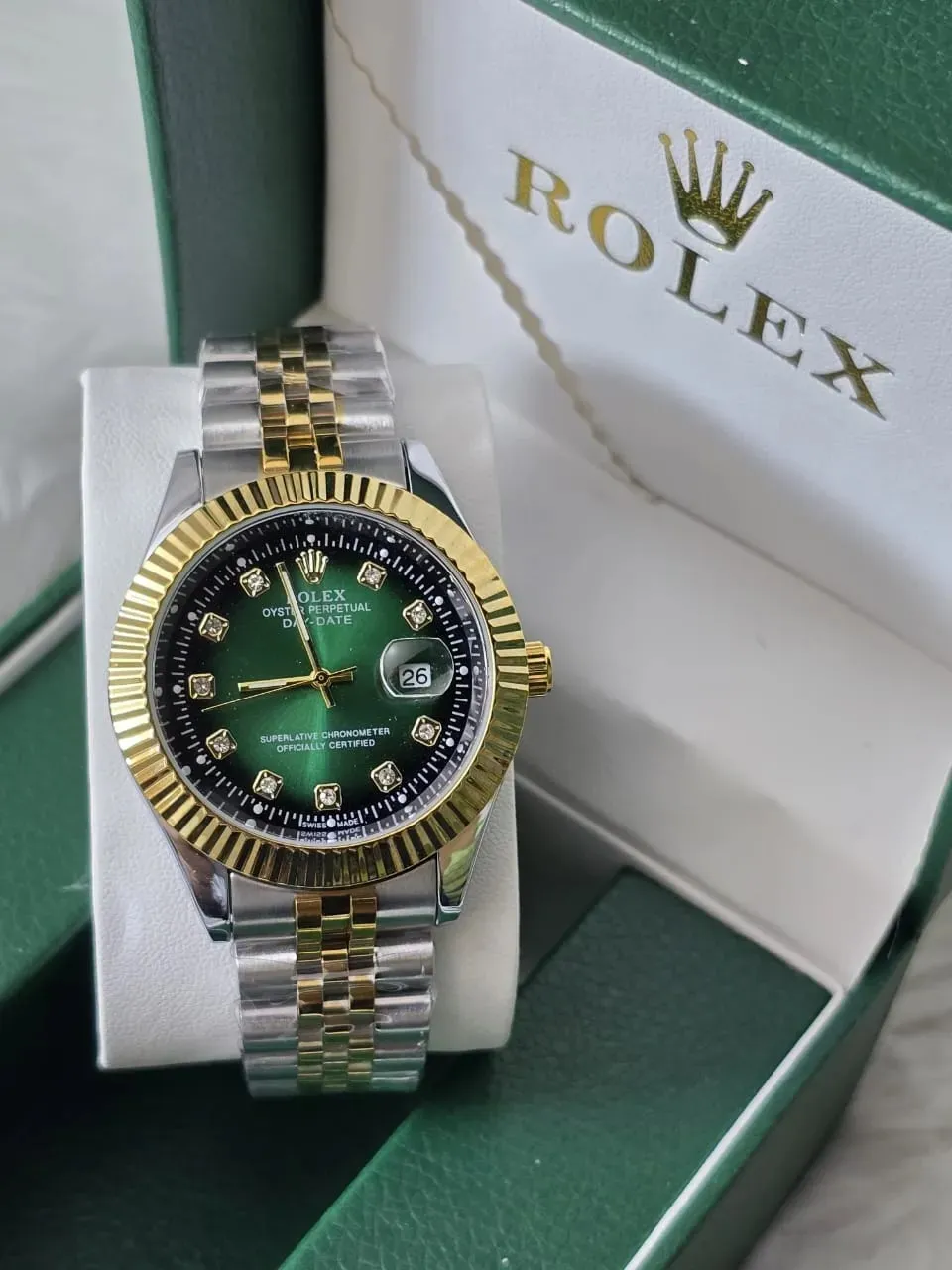 ساعة رولكس اويستر مينا اخضر+البوكس الأصلي...