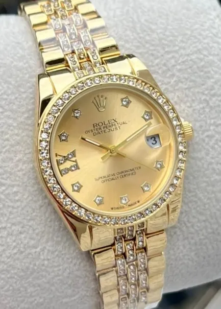 ساعة رولكس ذهبي نسائي مميزة+ البوكس الاصلي...