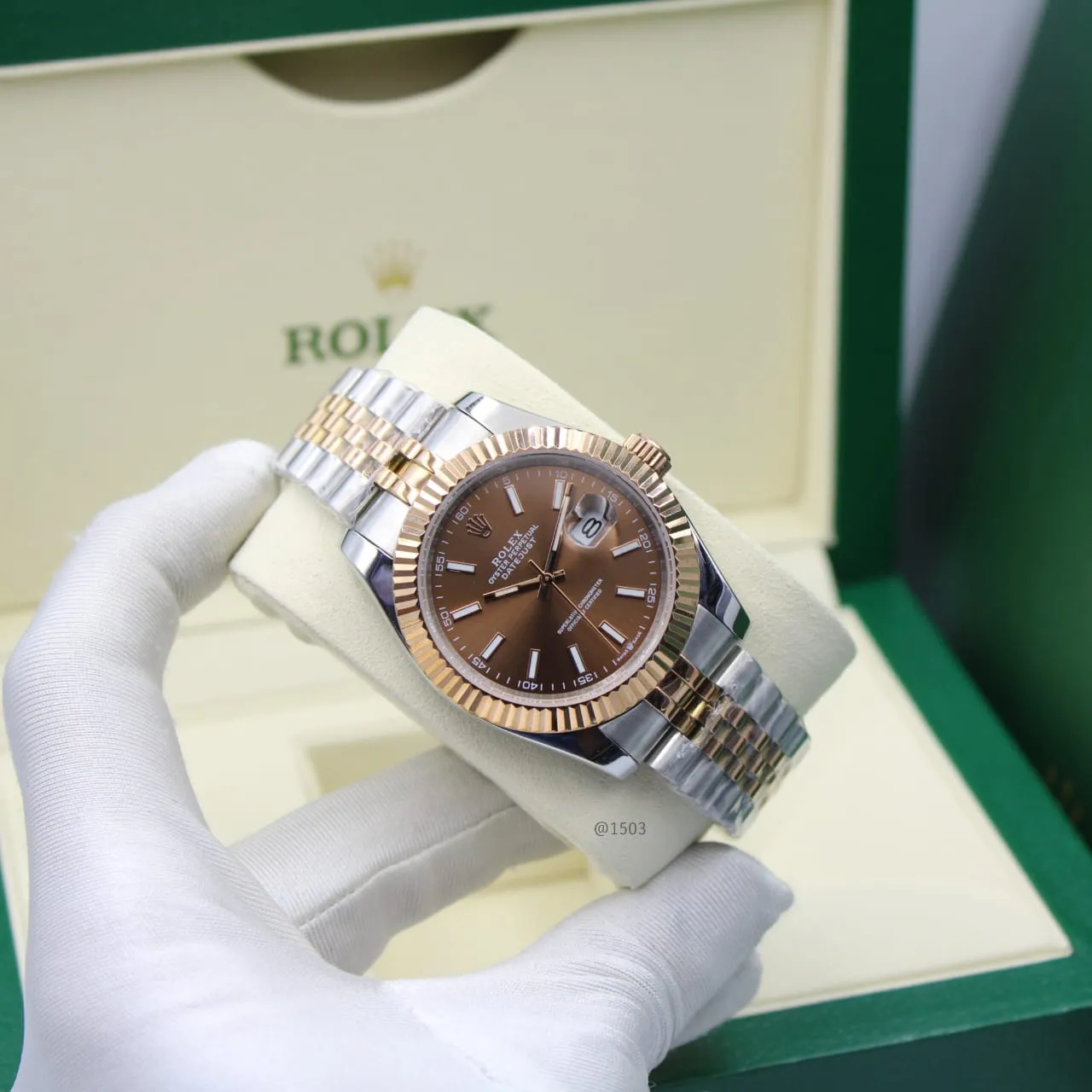 Rolex datejust brown silver - copy 1