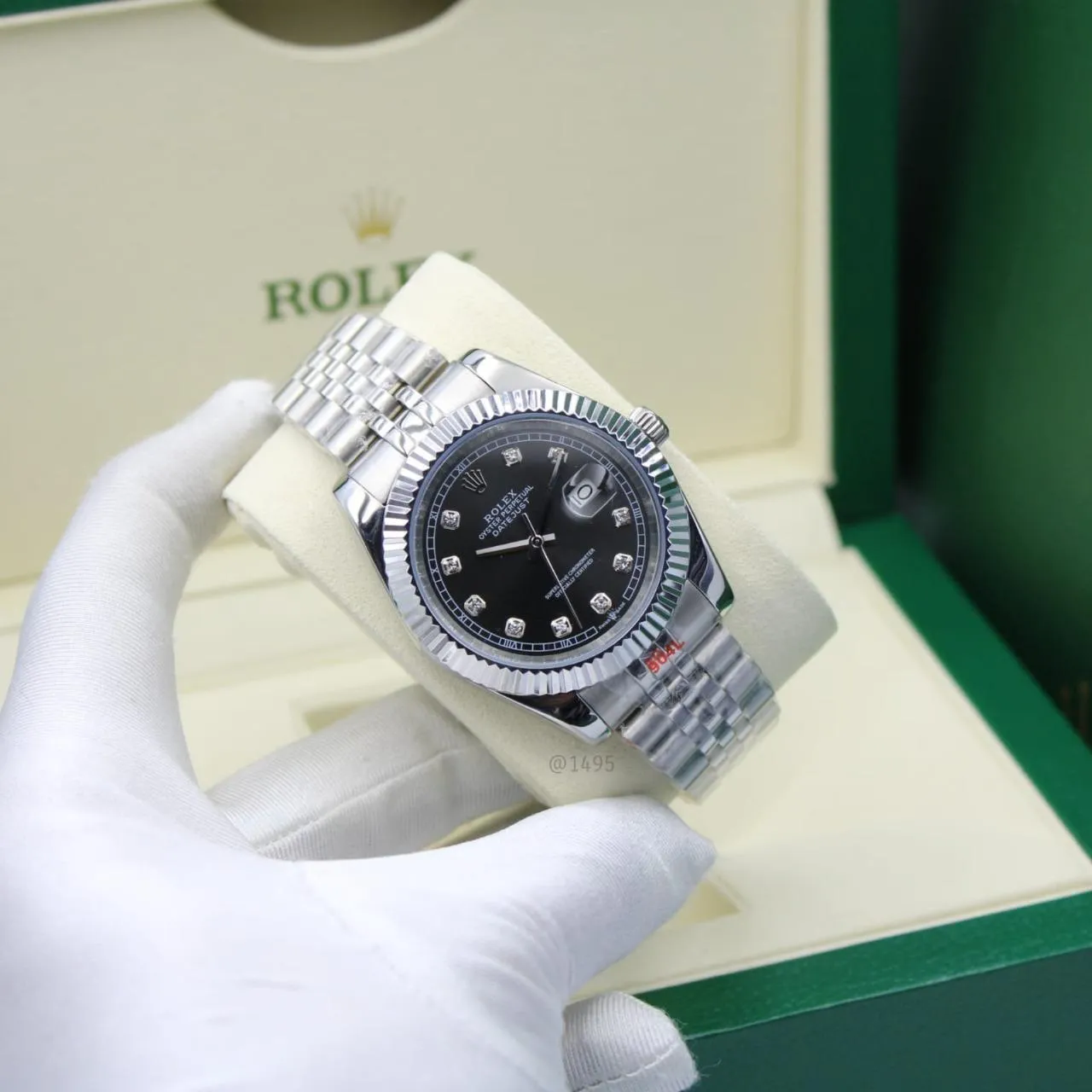 Rolex datejust Black silver - copy 1