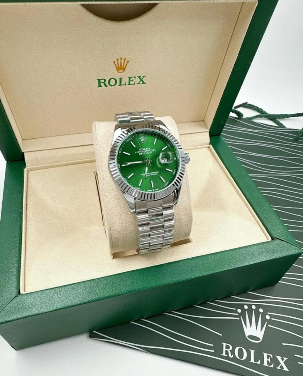 Rolex datejust green watch