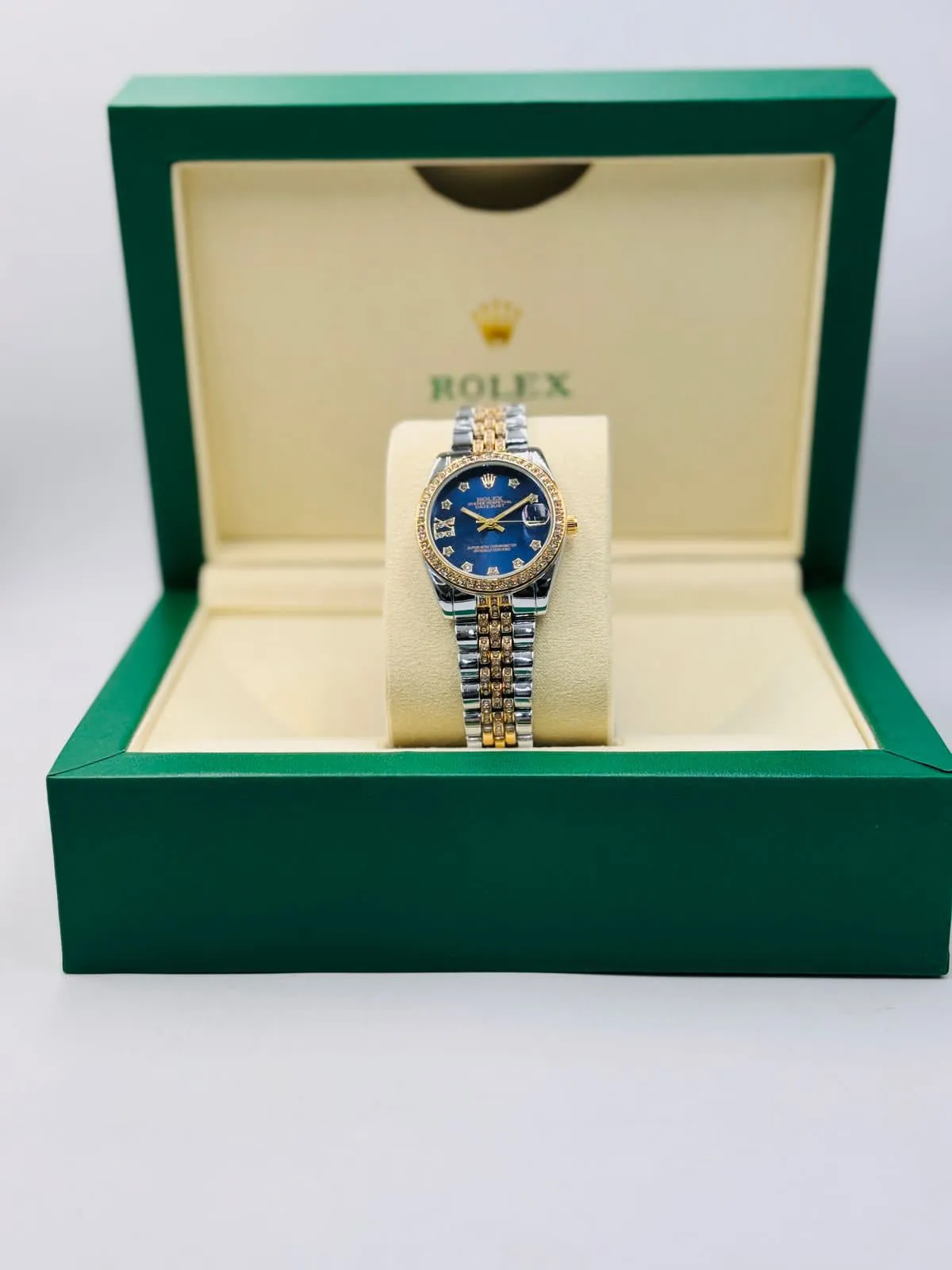 ساعة رولكس نسائي مينا أزرق + البوكس الأصلي...
