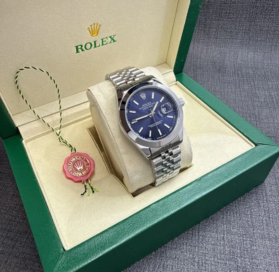 Rolex Datejust || Blue silver + البوكس الاصلي...