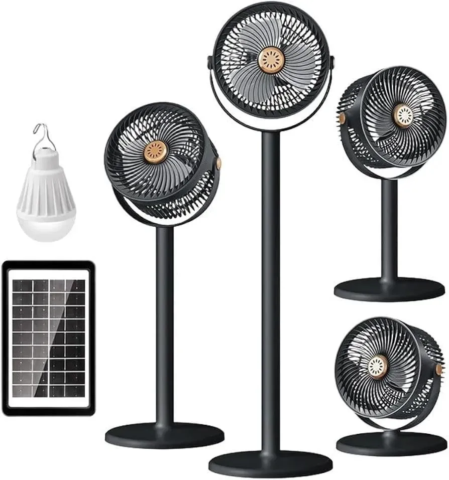 مروحة أرضية تعمل بالطاقة الشمسية مزودة بإضاءة LED