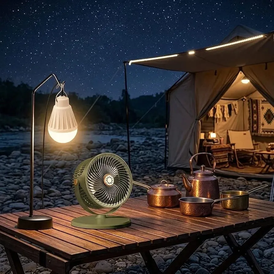 مروحة أرضية تعمل بالطاقة الشمسية مزودة بإضاءة LED